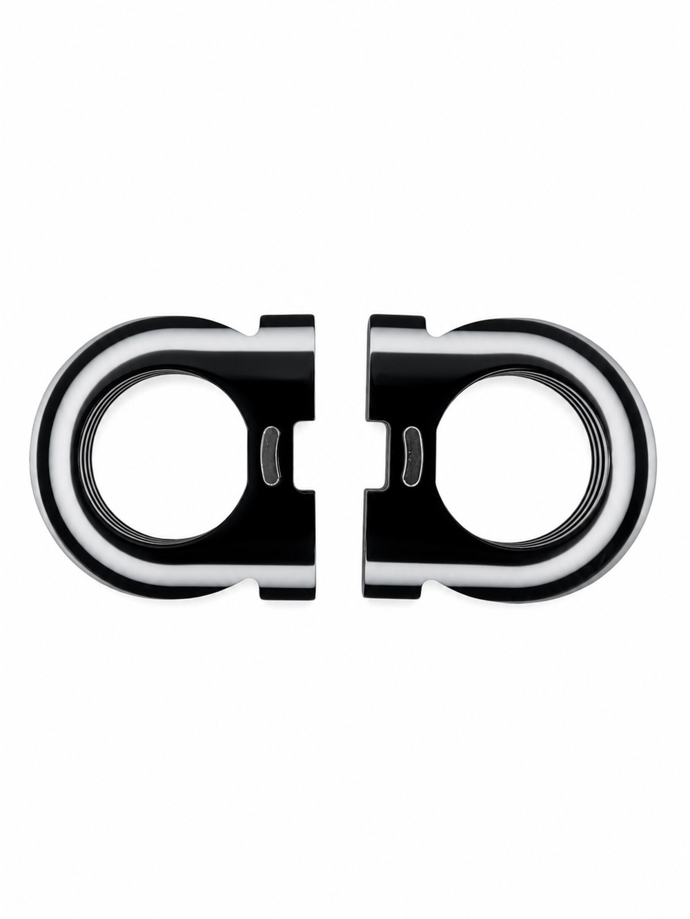 Salvatore Ferragamo Gancini Resin Belt Buckle Striped Silver Made in Italy NIB